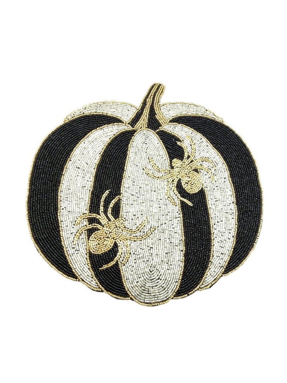 New Halloween Beaded Pumpkin Spider Charger 14" Christian Siriano Black Gold